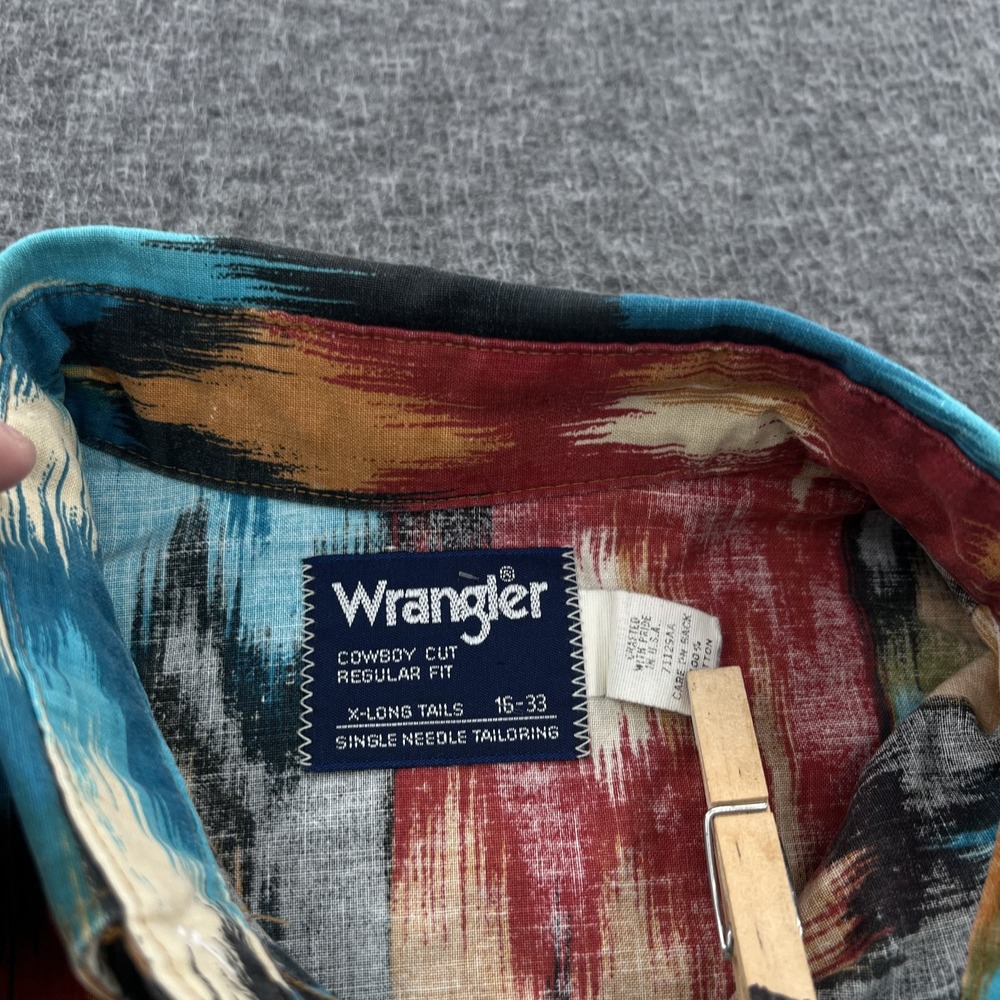 Wrangler Brushpopper Shirt Mens 16-33 Made in USA Western Tribal Native LS *FLAW - Picture 3 of 12